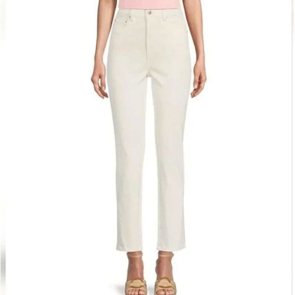 A Loves A Women's High Waist Straight Leg Cropped Jeans in White size 29